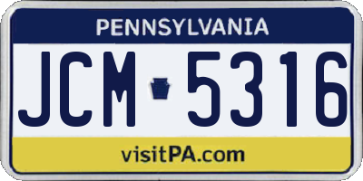 PA license plate JCM5316