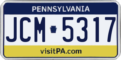 PA license plate JCM5317