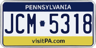 PA license plate JCM5318
