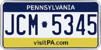 PA license plate JCM5345