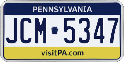 PA license plate JCM5347