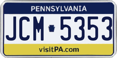 PA license plate JCM5353