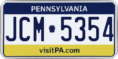 PA license plate JCM5354
