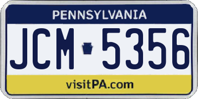 PA license plate JCM5356