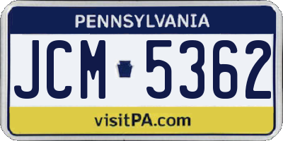 PA license plate JCM5362