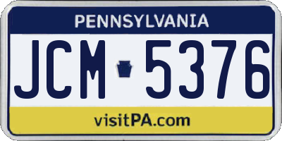 PA license plate JCM5376
