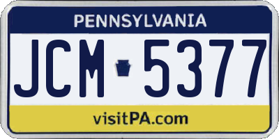 PA license plate JCM5377
