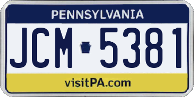 PA license plate JCM5381