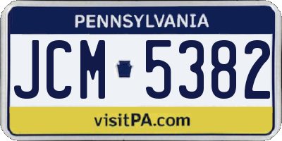 PA license plate JCM5382