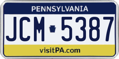 PA license plate JCM5387