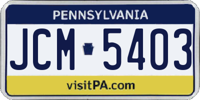 PA license plate JCM5403