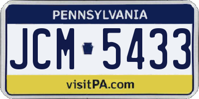 PA license plate JCM5433