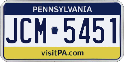 PA license plate JCM5451