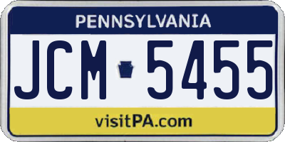 PA license plate JCM5455
