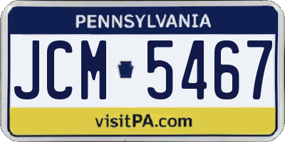 PA license plate JCM5467