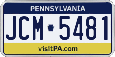 PA license plate JCM5481