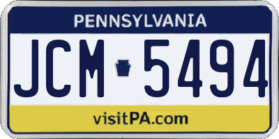 PA license plate JCM5494