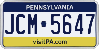 PA license plate JCM5647