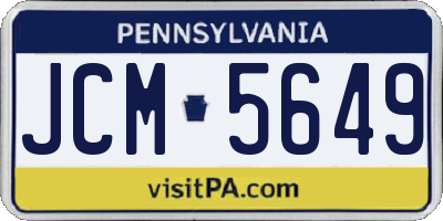 PA license plate JCM5649