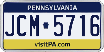 PA license plate JCM5716