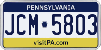 PA license plate JCM5803