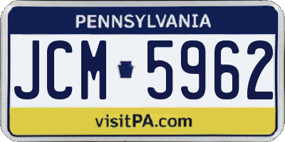 PA license plate JCM5962