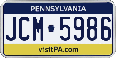 PA license plate JCM5986