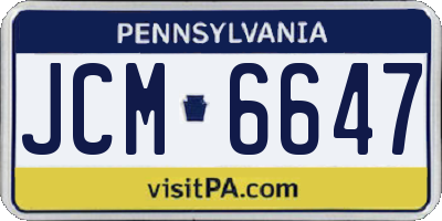 PA license plate JCM6647
