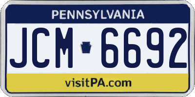 PA license plate JCM6692