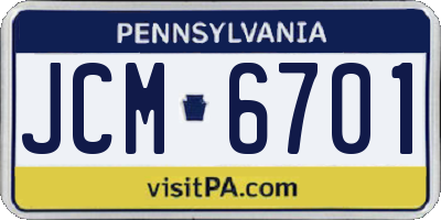 PA license plate JCM6701