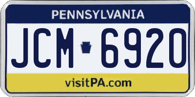 PA license plate JCM6920
