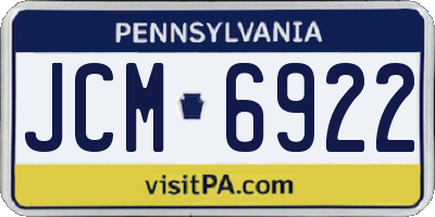 PA license plate JCM6922