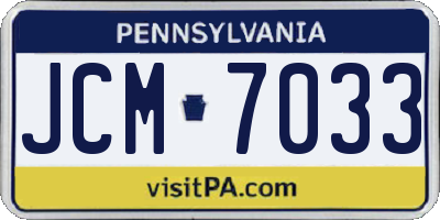 PA license plate JCM7033