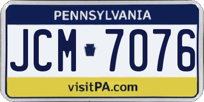 PA license plate JCM7076
