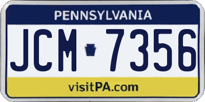 PA license plate JCM7356
