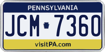 PA license plate JCM7360