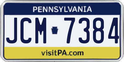 PA license plate JCM7384