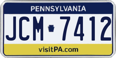 PA license plate JCM7412