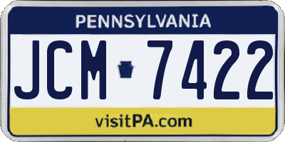 PA license plate JCM7422