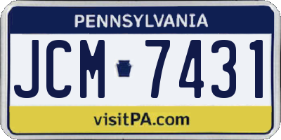 PA license plate JCM7431