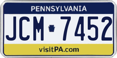 PA license plate JCM7452
