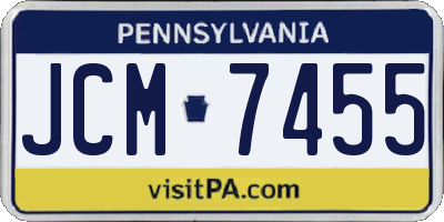 PA license plate JCM7455