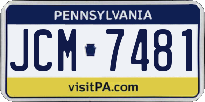 PA license plate JCM7481