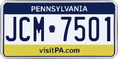 PA license plate JCM7501