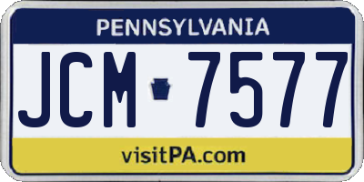 PA license plate JCM7577