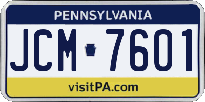 PA license plate JCM7601