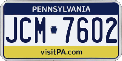 PA license plate JCM7602