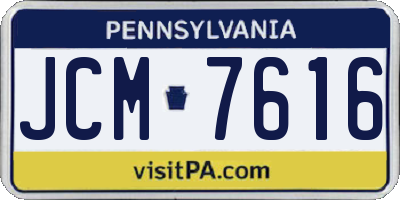 PA license plate JCM7616