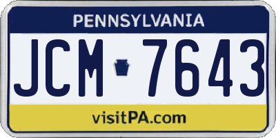PA license plate JCM7643