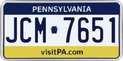 PA license plate JCM7651